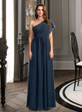 Shannon A-Line One-Shoulder Floor-Length Bridesmaid Dress With Ruffle STAP0012875