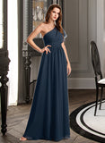 Shannon A-Line One-Shoulder Floor-Length Bridesmaid Dress With Ruffle STAP0012875