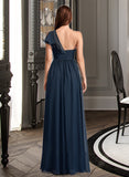 Shannon A-Line One-Shoulder Floor-Length Bridesmaid Dress With Ruffle STAP0012875