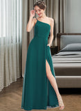 Nita A-Line One-Shoulder Floor-Length Bridesmaid Dress With Split Front Pockets STAP0012876