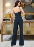 Kaylie Jumpsuit/Pantsuit V-Neck Floor-Length Chiffon Bridesmaid Dress With Ruffle STAP0012877