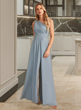 Savanah A-Line One-Shoulder Floor-Length Bridesmaid Dress With Lace Sequins STAP0012878