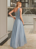 Savanah A-Line One-Shoulder Floor-Length Bridesmaid Dress With Lace Sequins STAP0012878