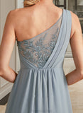 Savanah A-Line One-Shoulder Floor-Length Bridesmaid Dress With Lace Sequins STAP0012878