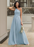 Savanah A-Line One-Shoulder Floor-Length Bridesmaid Dress With Lace Sequins STAP0012878