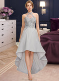 Dahlia A-line Halter Asymmetrical Chiffon Lace Bridesmaid Dress STAP0012881