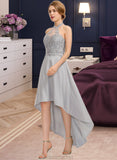 Dahlia A-line Halter Asymmetrical Chiffon Lace Bridesmaid Dress STAP0012881