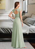 Anahi A-Line V-neck Floor-Length Bridesmaid Dress With Split Front STAP0012883