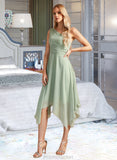 Fatima A-Line One-Shoulder Asymmetrical Bridesmaid Dress With Ruffle STAP0012884