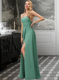 Akira A-LineSquareNecklineFloor-LengthChiffonBridesmaidDressWithSplitFrontPockets#251385 STAP0012885