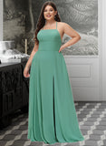 Akira A-LineSquareNecklineFloor-LengthChiffonBridesmaidDressWithSplitFrontPockets#251385 STAP0012885