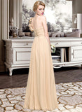 Denise A-Line One-Shoulder Floor-Length Chiffon Bridesmaid Dress With Ruffle Flower(s) STAP0012887