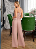 Julia Jumpsuit/Pantsuit High Neck Floor-Length Bridesmaid Dress With Pleated STAP0012888