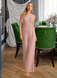 Julia Jumpsuit/Pantsuit High Neck Floor-Length Bridesmaid Dress With Pleated STAP0012888