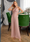 Julia Jumpsuit/Pantsuit High Neck Floor-Length Bridesmaid Dress With Pleated STAP0012888