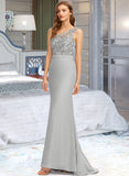 Alissa Trumpet/Mermaid One-Shoulder Sweep Train Chiffon Bridesmaid Dress STAP0012889