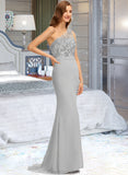 Alissa Trumpet/Mermaid One-Shoulder Sweep Train Chiffon Bridesmaid Dress STAP0012889