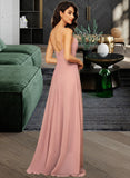 Daniella A-LineV-neckFloor-LengthChiffonBridesmaidDressWithRuffleSplitFront#251384 STAP0012892