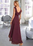 Ruth A-Line V-neck Asymmetrical Bridesmaid Dress With Ruffle STAP0012893