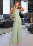 Kailey Jumpsuit/Pantsuit One-Shoulder Floor-Length Bridesmaid Dress With Ruffle STAP0012897