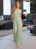 Kailey Jumpsuit/Pantsuit One-Shoulder Floor-Length Bridesmaid Dress With Ruffle STAP0012897