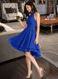 Jacqueline A-Line Scoop Neck Asymmetrical Chiffon Bridesmaid Dress With Ruffle STAP0012898