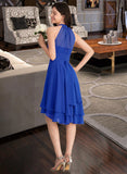 Jacqueline A-Line Scoop Neck Asymmetrical Chiffon Bridesmaid Dress With Ruffle STAP0012898