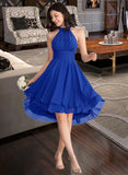 Jacqueline A-Line Scoop Neck Asymmetrical Chiffon Bridesmaid Dress With Ruffle STAP0012898