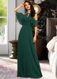 Cara A-Line Scoop Neck Floor-Length Chiffon Bridesmaid Dress STAP0012899