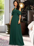 Cara A-Line Scoop Neck Floor-Length Chiffon Bridesmaid Dress STAP0012899