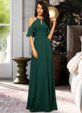 Cara A-Line Scoop Neck Floor-Length Chiffon Bridesmaid Dress STAP0012899