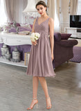 Amira Empire V-Neck Knee-Length Chiffon Bridesmaid Dress With Cascading Ruffles STAP0012901