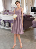 Amira Empire V-Neck Knee-Length Chiffon Bridesmaid Dress With Cascading Ruffles STAP0012901