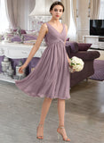 Amira Empire V-Neck Knee-Length Chiffon Bridesmaid Dress With Cascading Ruffles STAP0012901