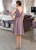 Amira Empire V-Neck Knee-Length Chiffon Bridesmaid Dress With Cascading Ruffles STAP0012901