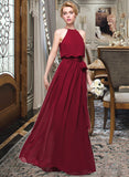 Jennifer A-Line Scoop Neck Floor-Length Chiffon Bridesmaid Dress With Bow(s) STAP0012902