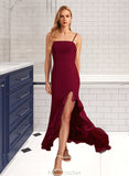 Hailey Trumpet/Mermaid Square Neckline Floor-Length Bridesmaid Dress With Ruffle Split Front STAP0012906