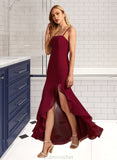 Hailey Trumpet/Mermaid Square Neckline Floor-Length Bridesmaid Dress With Ruffle Split Front STAP0012906