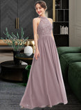 Glenda A-Line Halter Floor-Length Bridesmaid Dress With Split Front STAP0012907