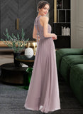 Glenda A-Line Halter Floor-Length Bridesmaid Dress With Split Front STAP0012907