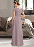 Avery A-Line V-neck Floor-Length Chiffon Bridesmaid Dress With Cascading Ruffles Pockets STAP0012910