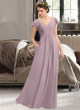 Avery A-Line V-neck Floor-Length Chiffon Bridesmaid Dress With Cascading Ruffles Pockets STAP0012910