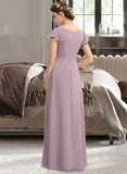 Avery A-Line V-neck Floor-Length Chiffon Bridesmaid Dress With Cascading Ruffles Pockets STAP0012910