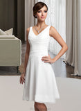 Heidy Chiffon Knee-length Bridesmaid Dress with V-Neck STAP0012911