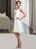 Heidy Chiffon Knee-length Bridesmaid Dress with V-Neck STAP0012911