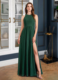 Mara A-Line High Neck Floor-Length Bridesmaid Dress With Split Front STAP0012913