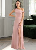 Morgan A-Line One-Shoulder Floor-Length Bridesmaid Dress With Bow(s) STAP0012914