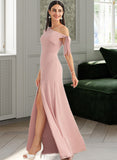 Morgan A-Line One-Shoulder Floor-Length Bridesmaid Dress With Bow(s) STAP0012914