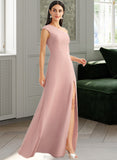 Morgan A-Line One-Shoulder Floor-Length Bridesmaid Dress With Bow(s) STAP0012914