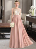 Tia A-line One Shoulder Floor-Length Chiffon Sequined Bridesmaid Dress STAP0012916